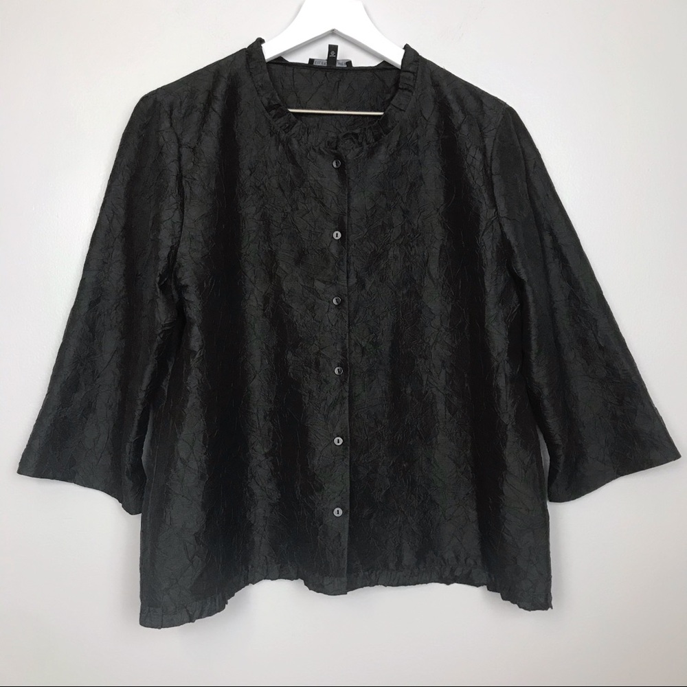 Eileen Fisher Silk  3/4 Sleeve Jacket LG